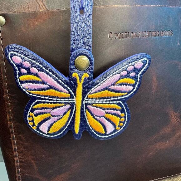 COBALT Portland Leather Butterfly  Charm FAST SHIP Monarca Charm - Picture 2 of 4